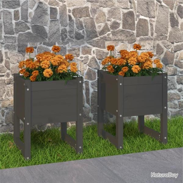 Jardini�res 2 pcs Gris 40x40x52,5 cm Bois massif de pin