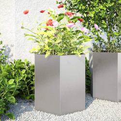 Jardini&egrave;res 2 pcs hexagone 46x40x45 cm acier inoxydable