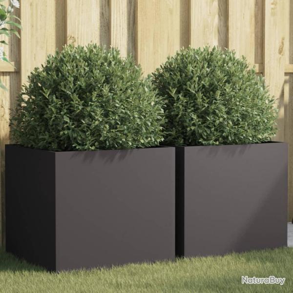 Jardini�res 2 pcs noir 49x47x46 cm acier