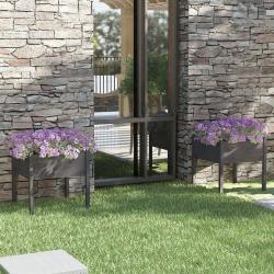 Jardini&egrave;res 2 pcs Gris 70x70x70 cm Bois de pin massif