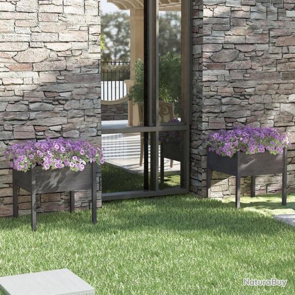 Jardini�res 2 pcs Gris 70x70x70 cm Bois de pin massif