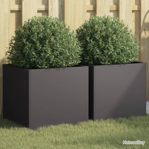 Jardini�res 2 pcs noir 42x40x39 cm acier