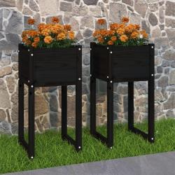 Jardini&egrave;res 2 pcs Noir 40x40x81 cm Bois massif de pin