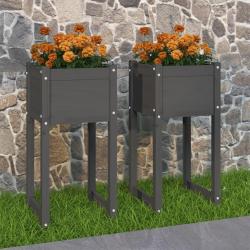 Jardini&egrave;res 2 pcs Gris 40x40x81 cm Bois massif de pin alsavelo