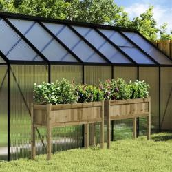 Jardini&egrave;res 2 pcs avec pieds bois de pin impr&eacute;gn&eacute;
