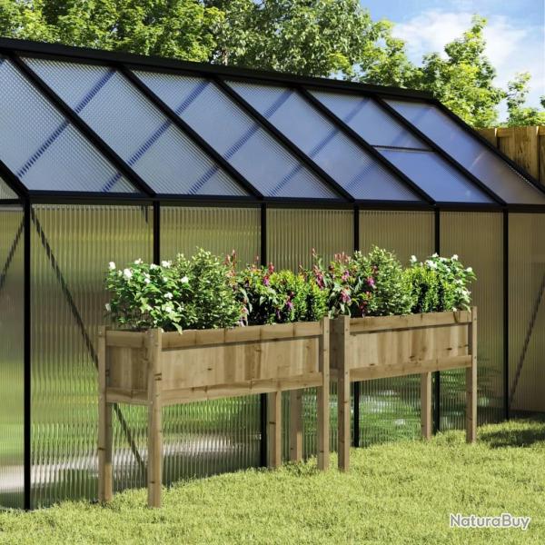 Jardinires 2 pcs avec pieds bois de pin imprgn alsavelo