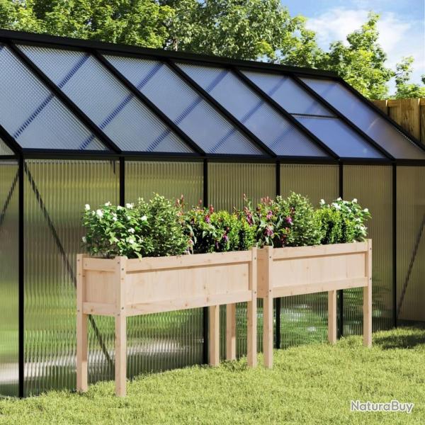 Jardini�res 2 pcs avec pieds bois de pin massif