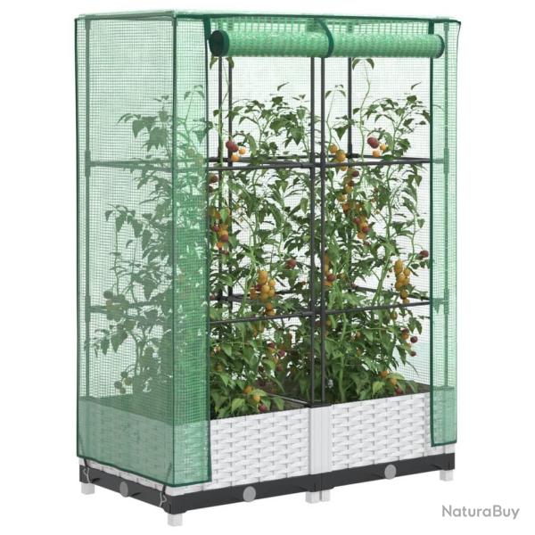 Jardini�re sur�lev�e avec housse aspect rotin 80x40x123 cm