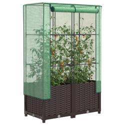 Jardini&egrave;re sur&eacute;lev&eacute;e avec housse aspect rotin 80x40x138 cm