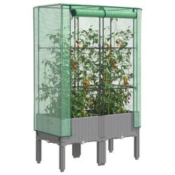 Jardini&egrave;re sur&eacute;lev&eacute;e avec housse aspect rotin 80x40x140 cm