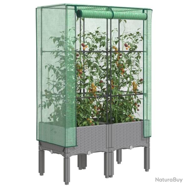 Jardini�re sur�lev�e avec housse aspect rotin 80x40x140 cm