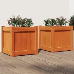 Jardini&egrave;res 2 pcs cire marron bois de pin massif