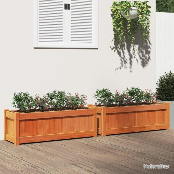 Jardini�res 2 pcs cire marron bois de pin massif