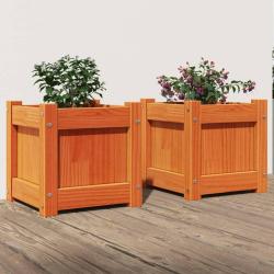 Jardini&egrave;res 2 pcs cire marron bois de pin massif