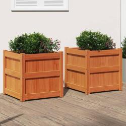 Jardini&egrave;res 2 pcs cire marron bois de pin massif