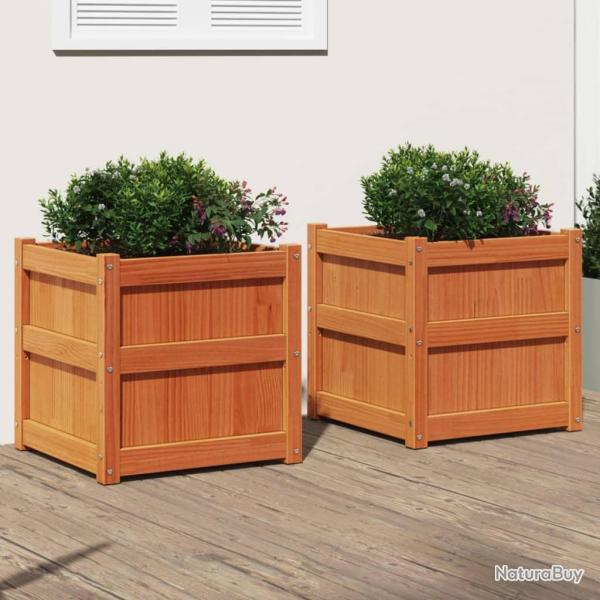Jardini�res 2 pcs cire marron bois de pin massif