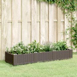 Jardini&egrave;re avec piquets marron 125x40x28,5 cm PP alsavelo