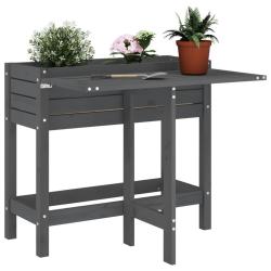 Jardini&egrave;re de jardin avec dessus pliable gris bois pin massif