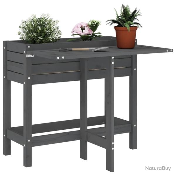 Jardini�re de jardin avec dessus pliable gris bois pin massif