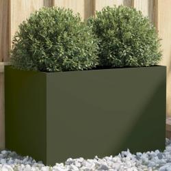 Jardini&egrave;re vert olive 62x40x39 cm acier alsavelo