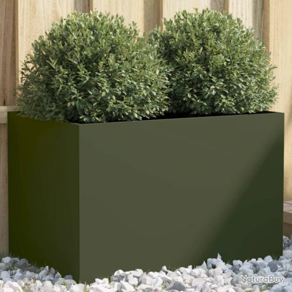 Jardinire vert olive 62x40x39 cm acier alsavelo