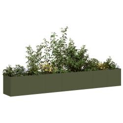 Jardini&egrave;re vert olive 280x40x40 cm acier lamin&eacute; &agrave; froid
