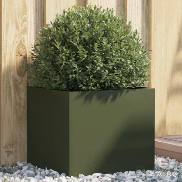 Jardinire vert olive 42x40x39 cm acier alsavelo