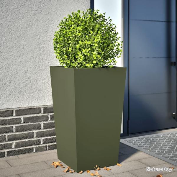 Jardinire vert olive 45x45x75 cm acier alsavelo