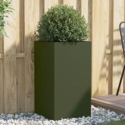 Jardini&egrave;re vert olive 42x38x75 cm acier