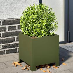 Jardini&egrave;re vert olive 30x30x30 cm acier