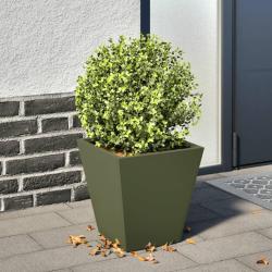 Jardini&egrave;re vert olive 30x30x30 cm acier