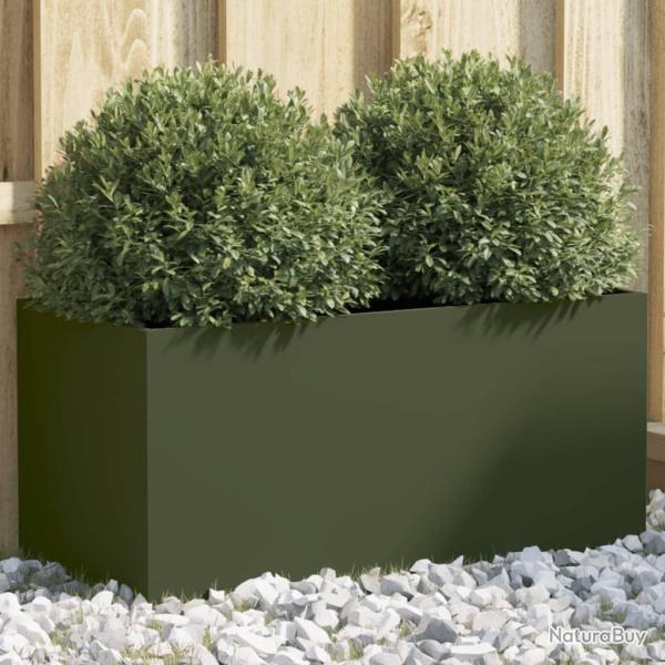 Jardinire vert olive 62x30x29 cm acier alsavelo