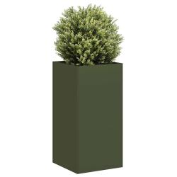 Jardini&egrave;re vert olive 40x40x80 cm acier lamin&eacute; &agrave; froid