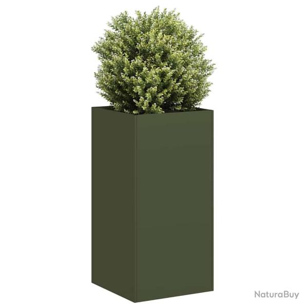 Jardini�re vert olive 40x40x80 cm acier lamin� � froid