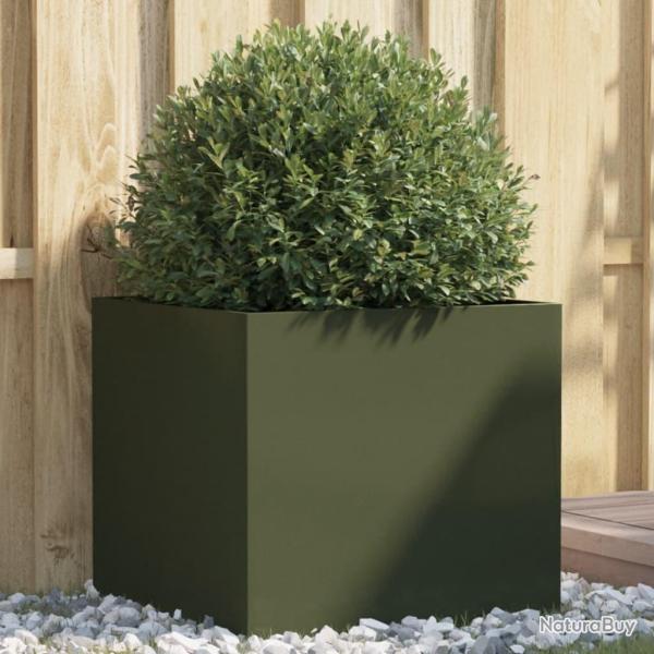 Jardinire vert olive 49x47x46 cm acier alsavelo