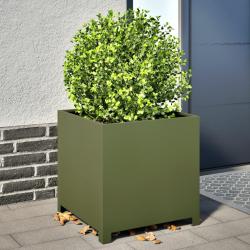 Jardini&egrave;re vert olive 50x50x50 cm acier alsavelo