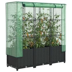 Jardini&egrave;re sur&eacute;lev&eacute;e avec housse aspect rotin 120x40x138 cm alsavelo