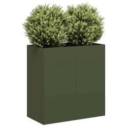 Jardini&egrave;re vert olive 80x40x80 cm acier lamin&eacute; &agrave; froid