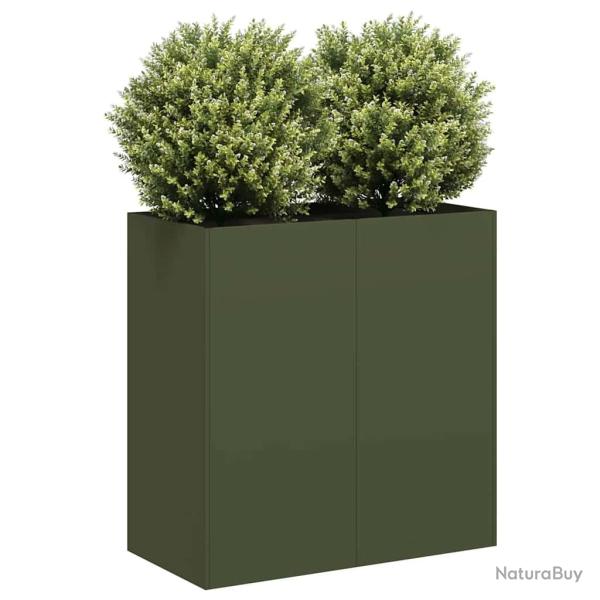 Jardini�re vert olive 80x40x80 cm acier lamin� � froid