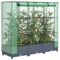 Jardini&egrave;re sur&eacute;lev&eacute;e avec housse aspect rotin 120x40x123 cm