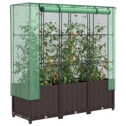 Jardini&egrave;re sur&eacute;lev&eacute;e avec housse aspect rotin 120x40x138 cm