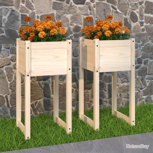 Jardini�res 2 pcs 40x40x81 cm Bois massif de pin alsavelo