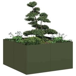 Jardini&egrave;re vert olive 80x80x40 cm acier lamin&eacute; &agrave; froid