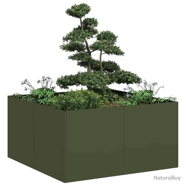 Jardini�re vert olive 80x80x40 cm acier lamin� � froid