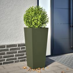 Jardini&egrave;re vert olive 35x35x75 cm acier