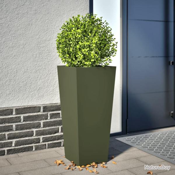 Jardini�re vert olive 35x35x75 cm acier