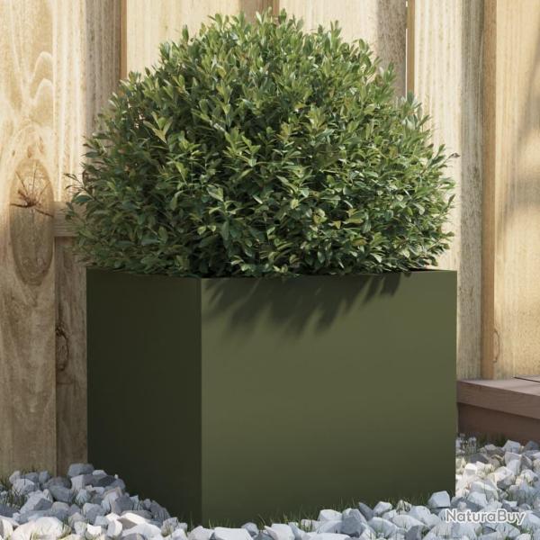 Jardinire vert olive 32x30x29 cm acier alsavelo