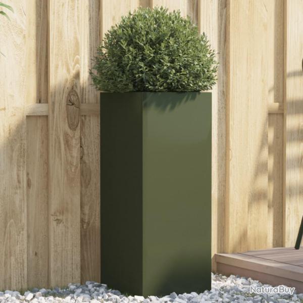 Jardinire vert olive 32x29x75 cm acier alsavelo