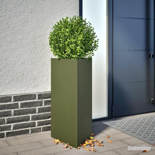 Jardinire vert olive triangulaire 40x34,5x70 cm acier alsavelo