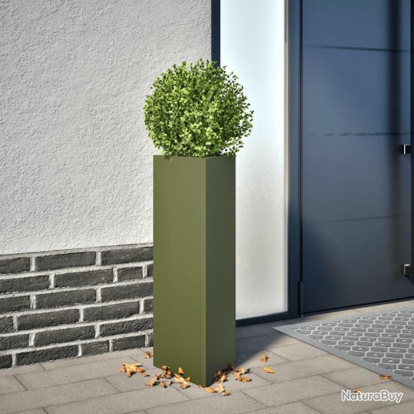 Jardinire vert olive triangulaire 30x26x75 cm acier alsavelo